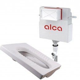 Бачок AlcaPlast AM112 +кнопка хром + Чаша Генуя 50х39 PEARL PAN-CEL-50